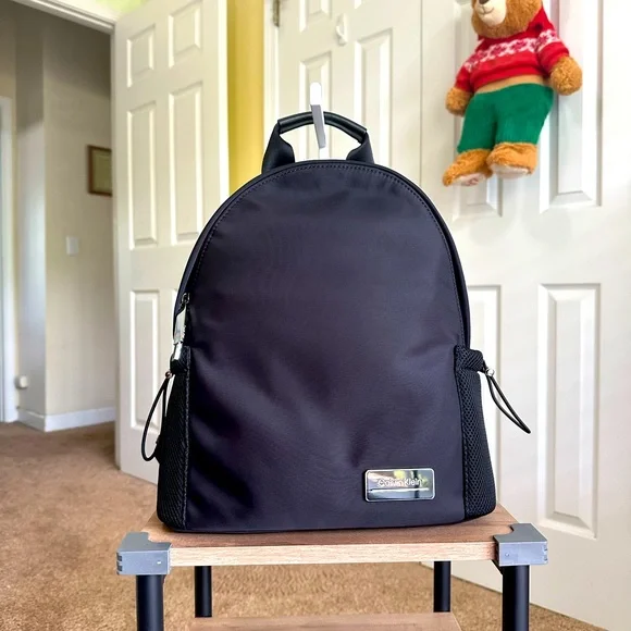 Calvin Klein Jessie Backpack, Black w/ Silver Hardware, NWT Amazon.com: Calvin Klein Jessie Organizational Backpack  main image 3